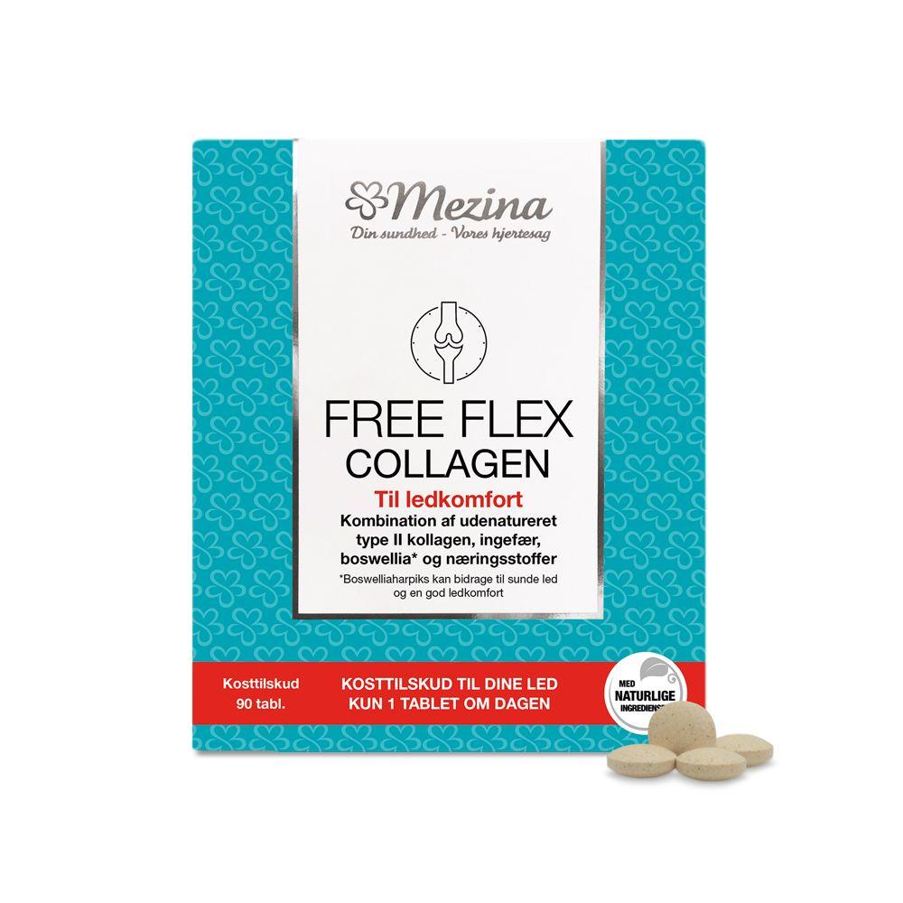 Free Flex Collagen fra Mezina, 90 tabletter med udenatureret type II-kollagen