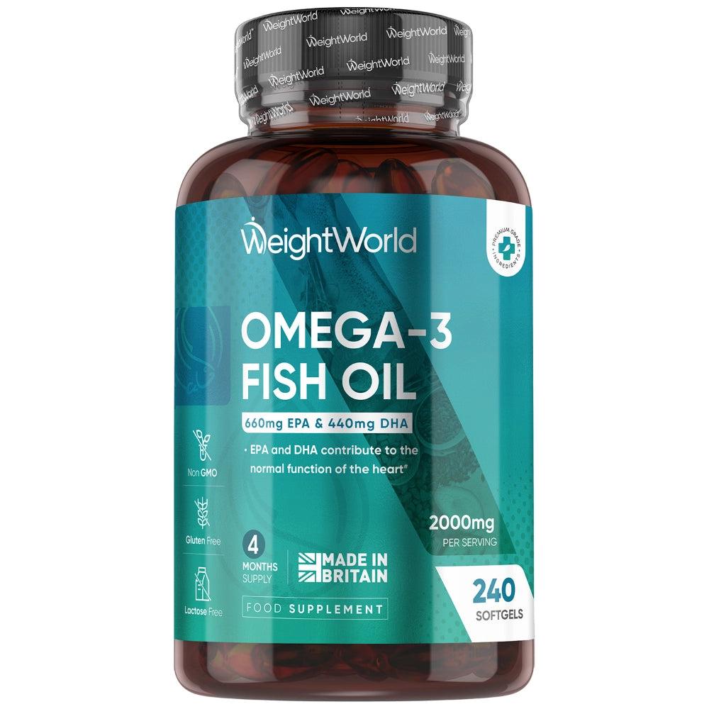 WeightWorld Omega-3 Fiskeolie 2000mg, 240 kapsler