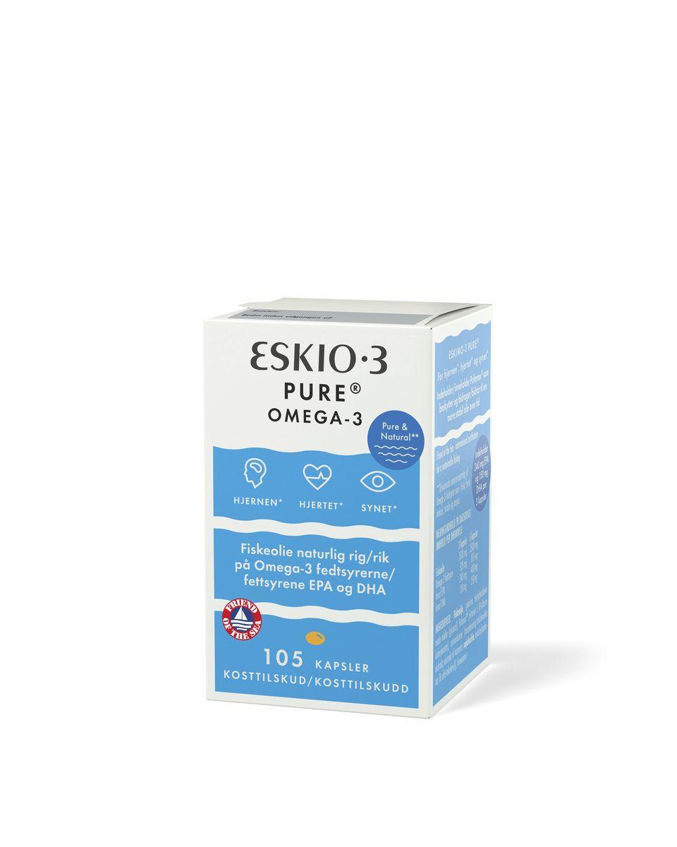 ESKIO-3 Pure Omega-3 fiskeolie i kapselform, pakke med 105 kapsler