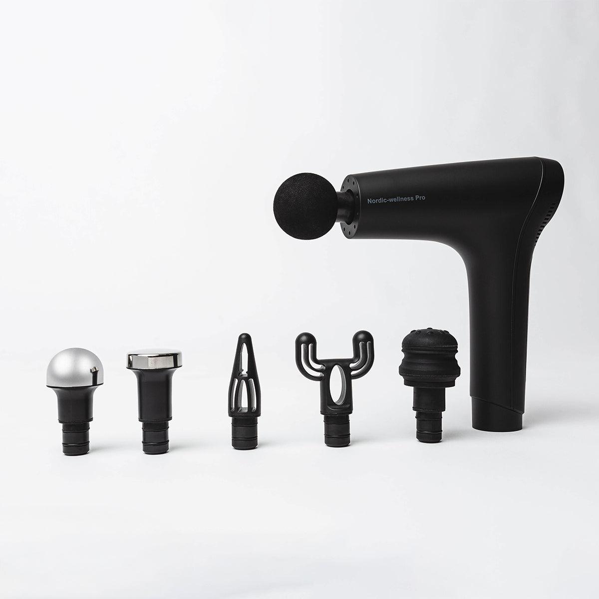 Nordic-wellness Massagepistol PRO version med seks massagehoveder