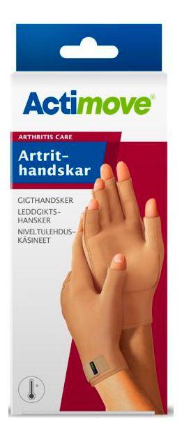 Actimove Arthritis Care gigthandske i beige med velcrorem om håndleddet